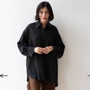 NWT Joy Lab Oversized Black Button-Front Shirt Black Size S